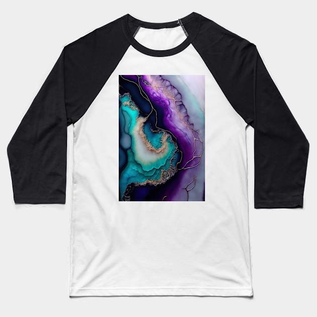 Deep Cyclone - Abstract Alcohol Ink Resin Art Baseball T-Shirt by inkvestor